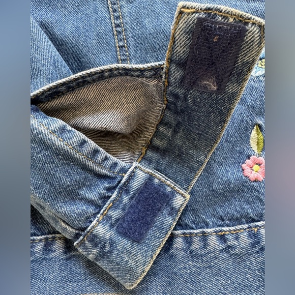 Vintage Bugle Boy Boho Festival Floral Cottagecore Jean Jacket Embroidered Sz S - Picture 5 of 10